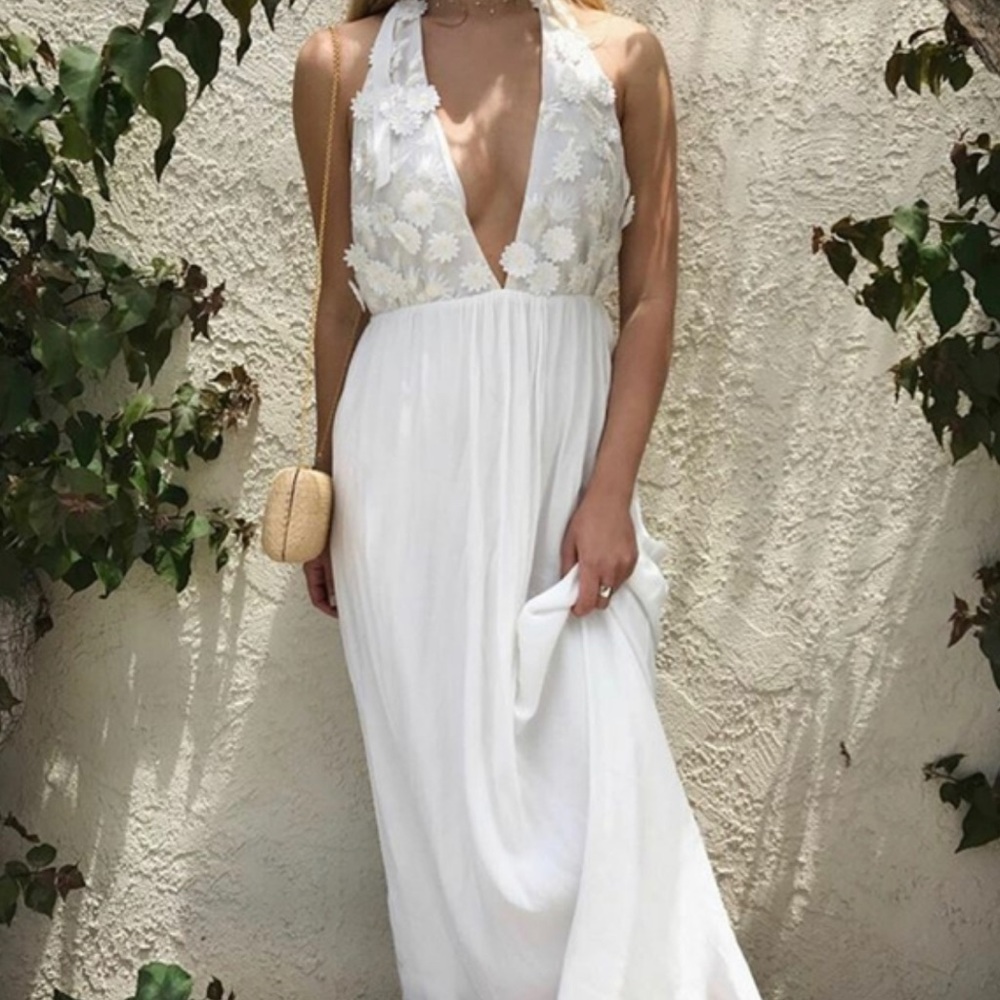 For Love and Lemons Abella halter maxi white dress NWT size XS